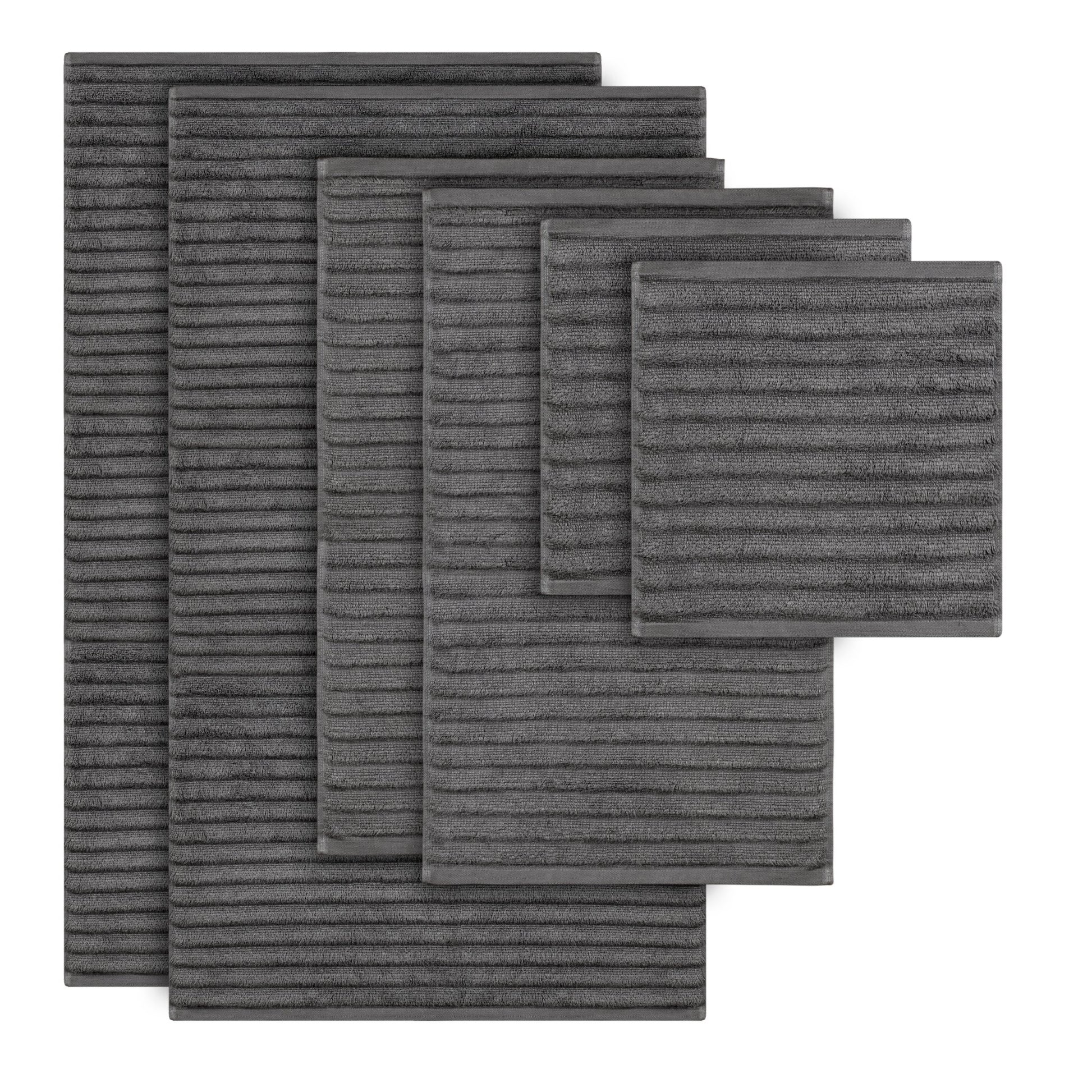 Bibb Home 6 Piece Ribbed Egyptian Cotton Towel Set - Quahog Bay Bedding