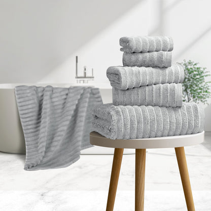 Bibb Home 6 Piece Ribbed Egyptian Cotton Towel Set - Quahog Bay Bedding