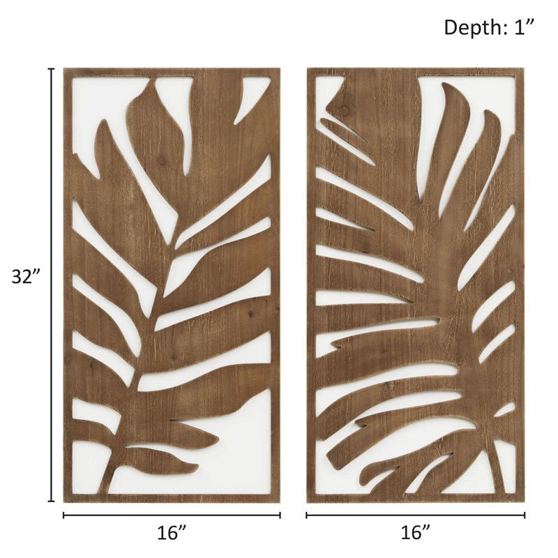 Birch Botanical Two - tone Wood Panel Wall Décor Set - Monstera - Coastal Wall Decor - Quahog Bay Bedding
