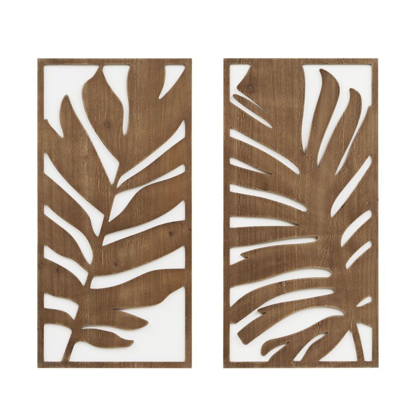 Birch Botanical Two - tone Wood Panel Wall Décor Set - Monstera - Coastal Wall Decor - Quahog Bay Bedding