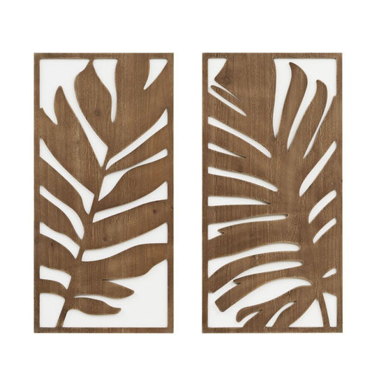 Birch Botanical Two - tone Wood Panel Wall Décor Set - Monstera - Coastal Wall Decor - Quahog Bay Bedding