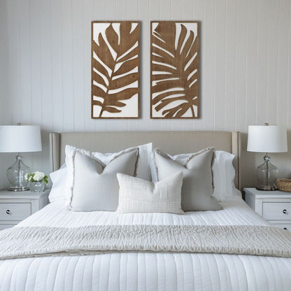 Birch Botanical Two - tone Wood Panel Wall Décor Set - Monstera - Coastal Wall Decor - Quahog Bay Bedding
