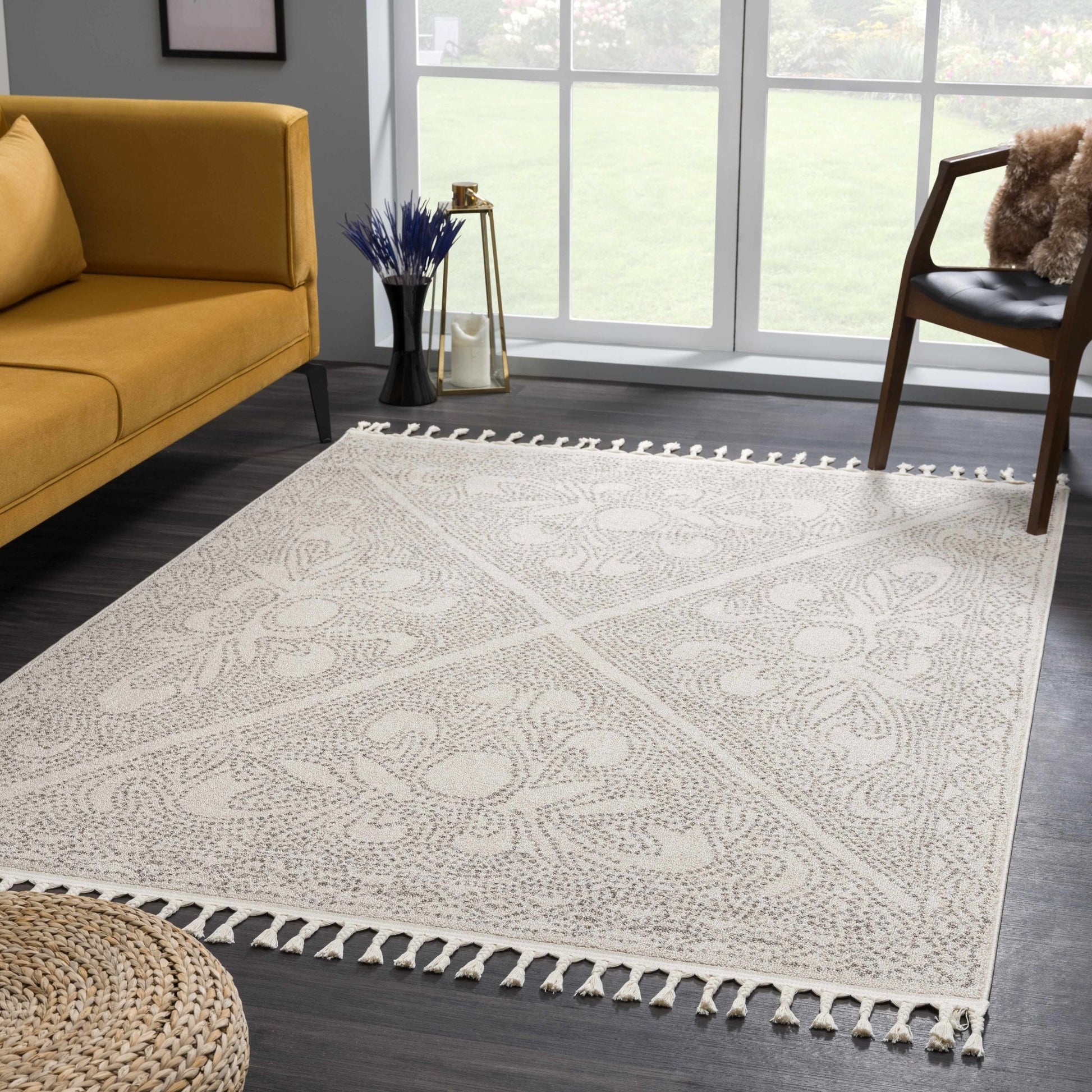 Birdwood Cream & Brown Area Rug - Quahog Bay Bedding