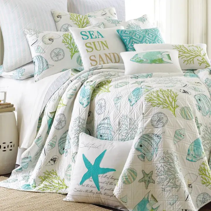 Biscayne Cotton Coastal Quilt Set - Quahog Bay Bedding
