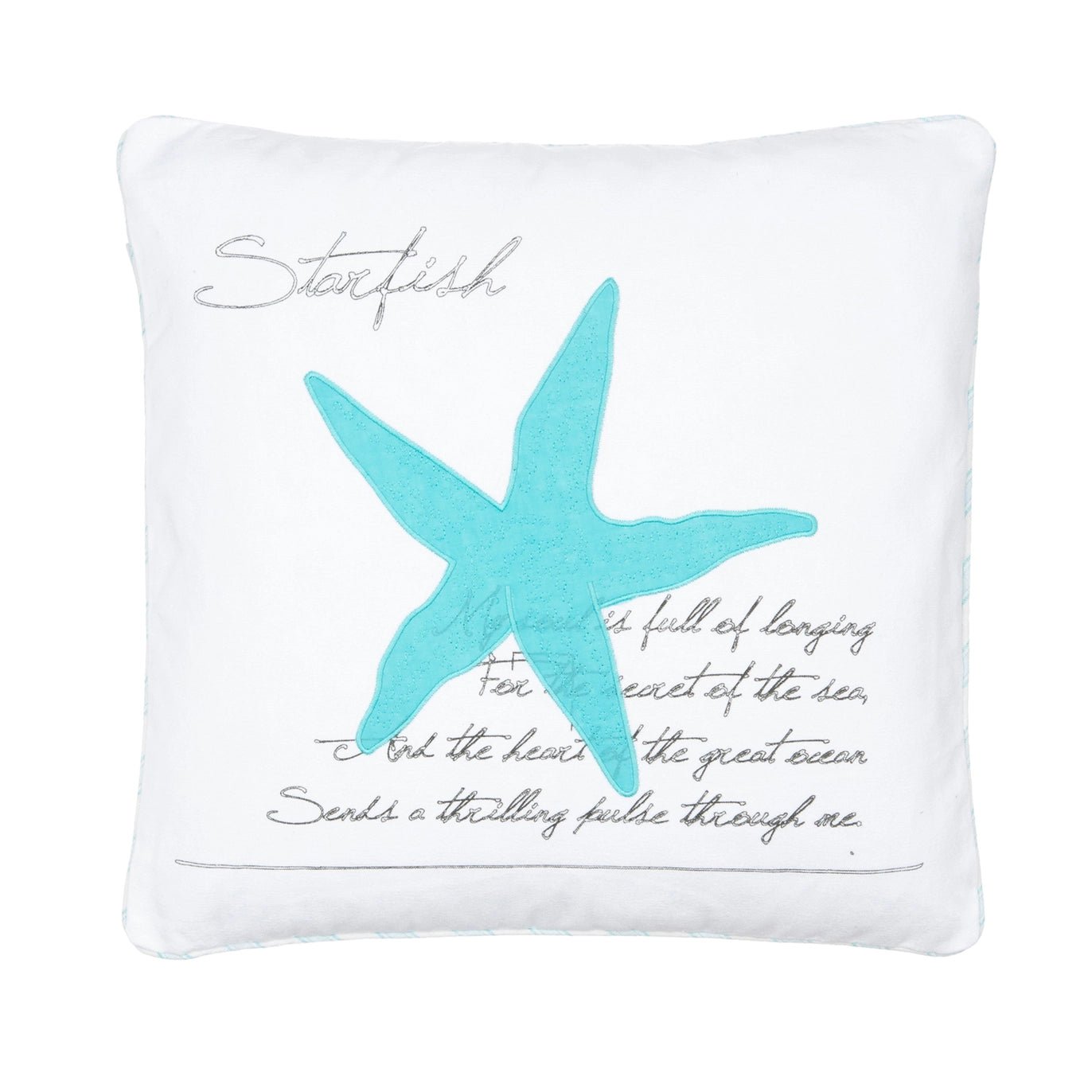 Biscayne Teal Starfish Pillow - Coastal Accent Pillow - Quahog Bay Bedding