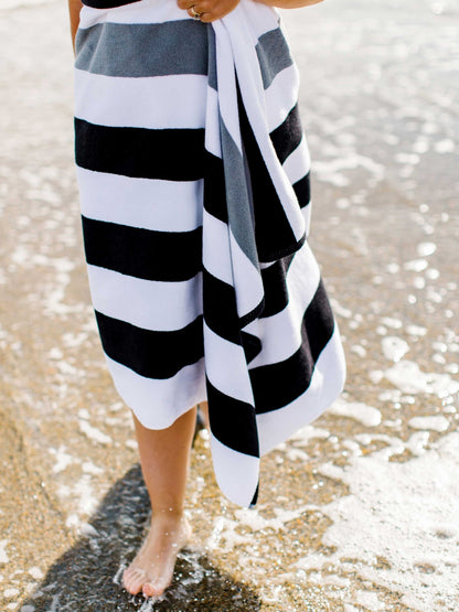 Black & Stone Classic Cabana Beach Towel - Quahog Bay Bedding