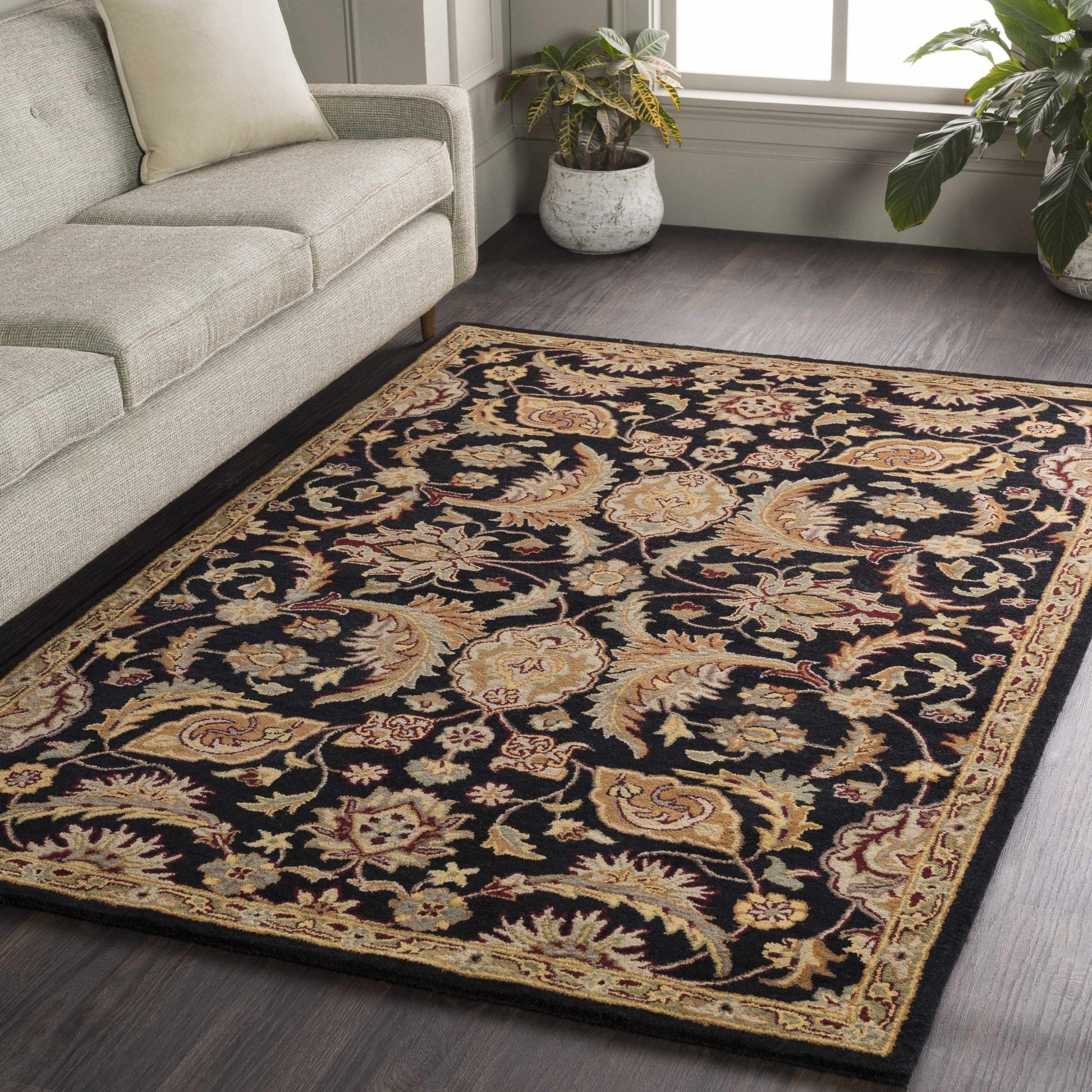 Blomkest Black&Yellow Traditional Wool Carpet - Quahog Bay Bedding