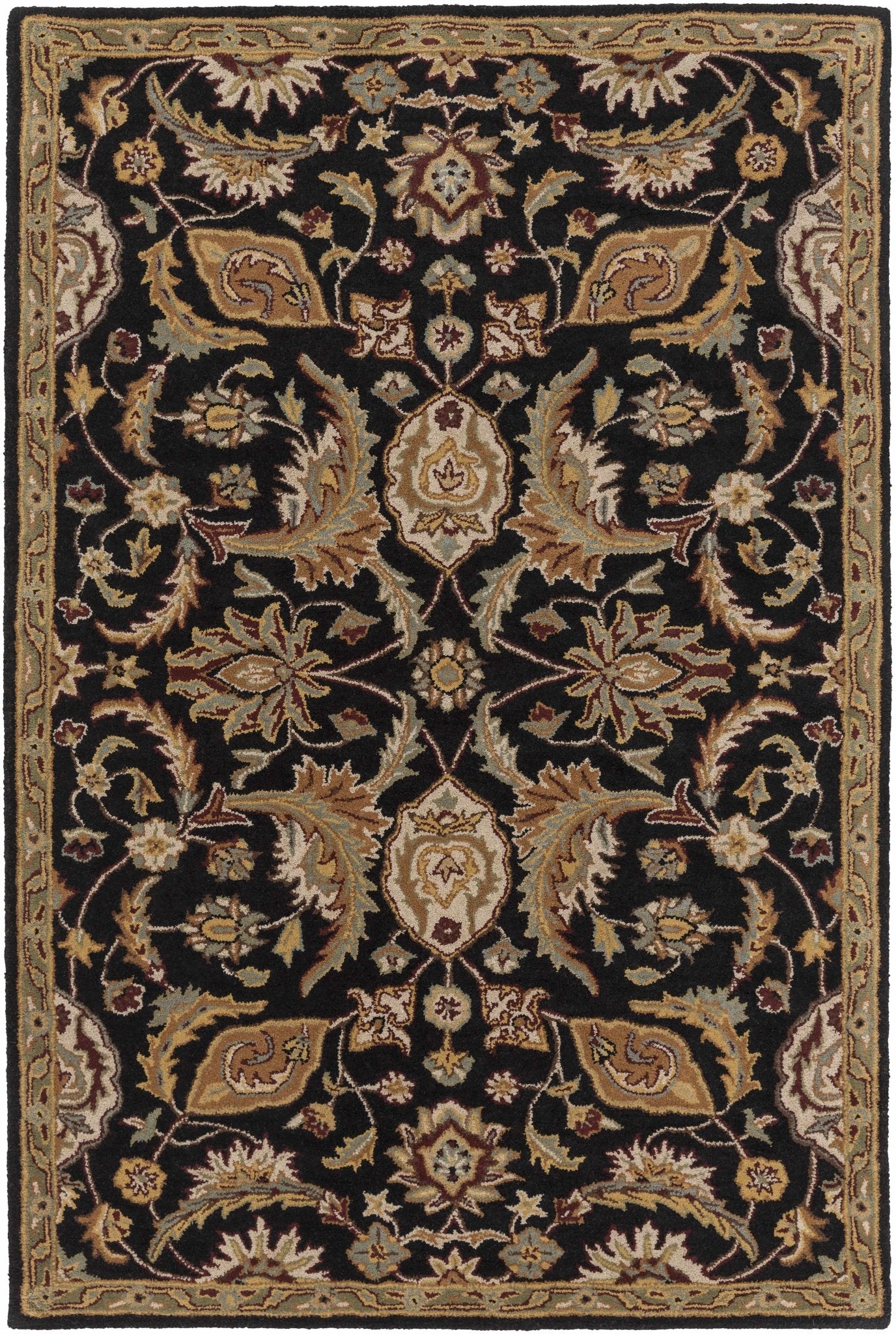 Blomkest Black&Yellow Traditional Wool Carpet - Quahog Bay Bedding