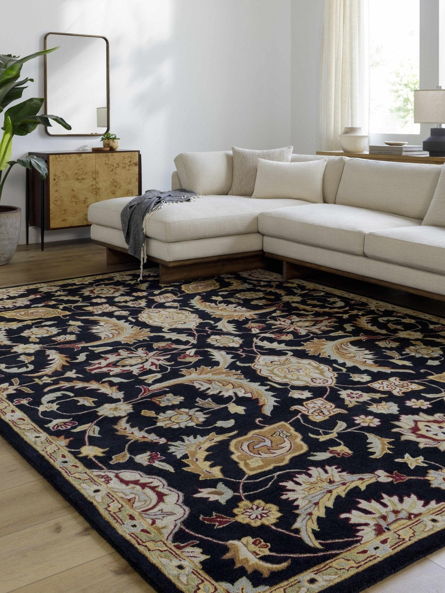 Blomkest Black&Yellow Traditional Wool Carpet - Quahog Bay Bedding
