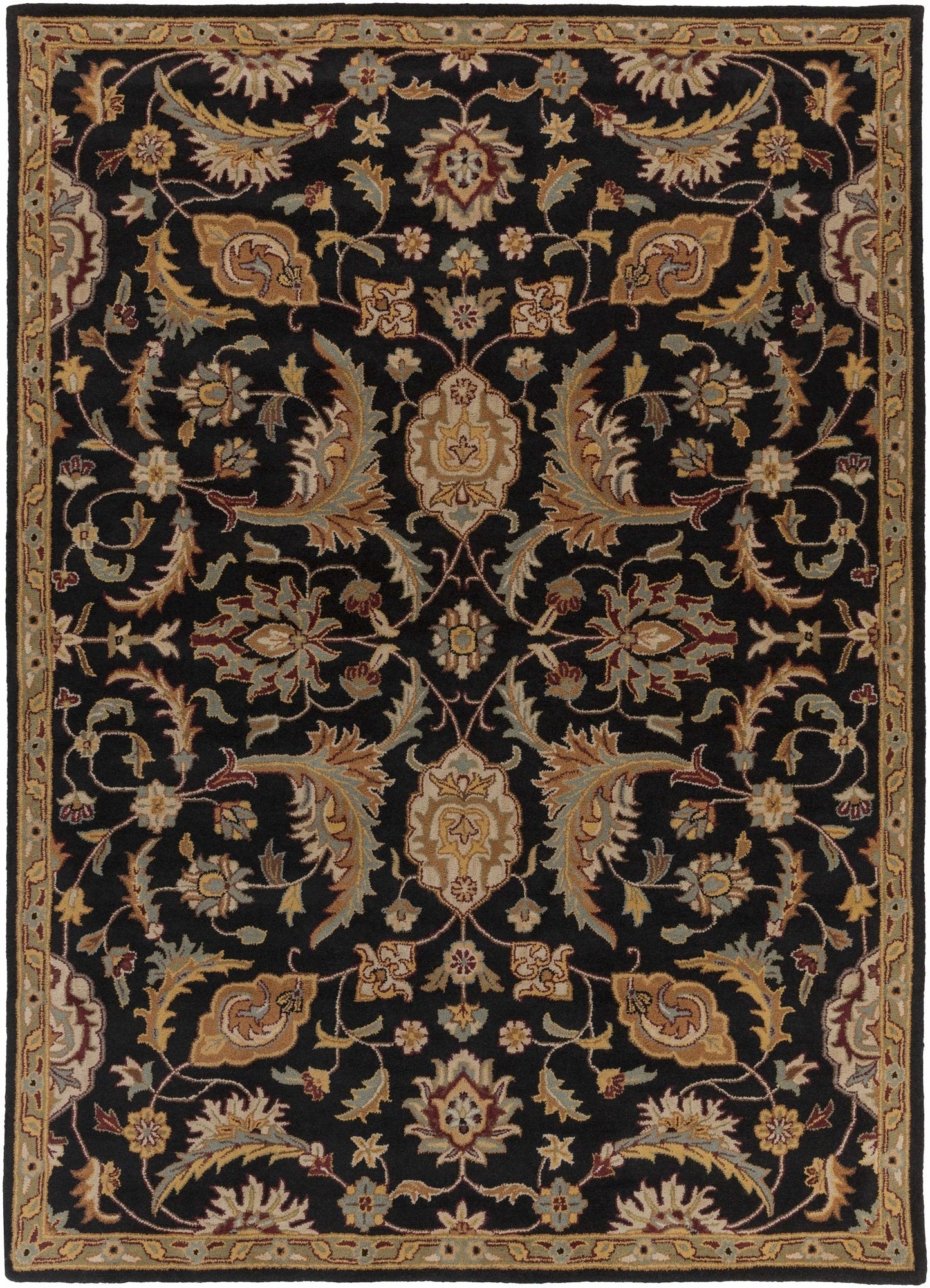 Blomkest Black&Yellow Traditional Wool Carpet - Quahog Bay Bedding