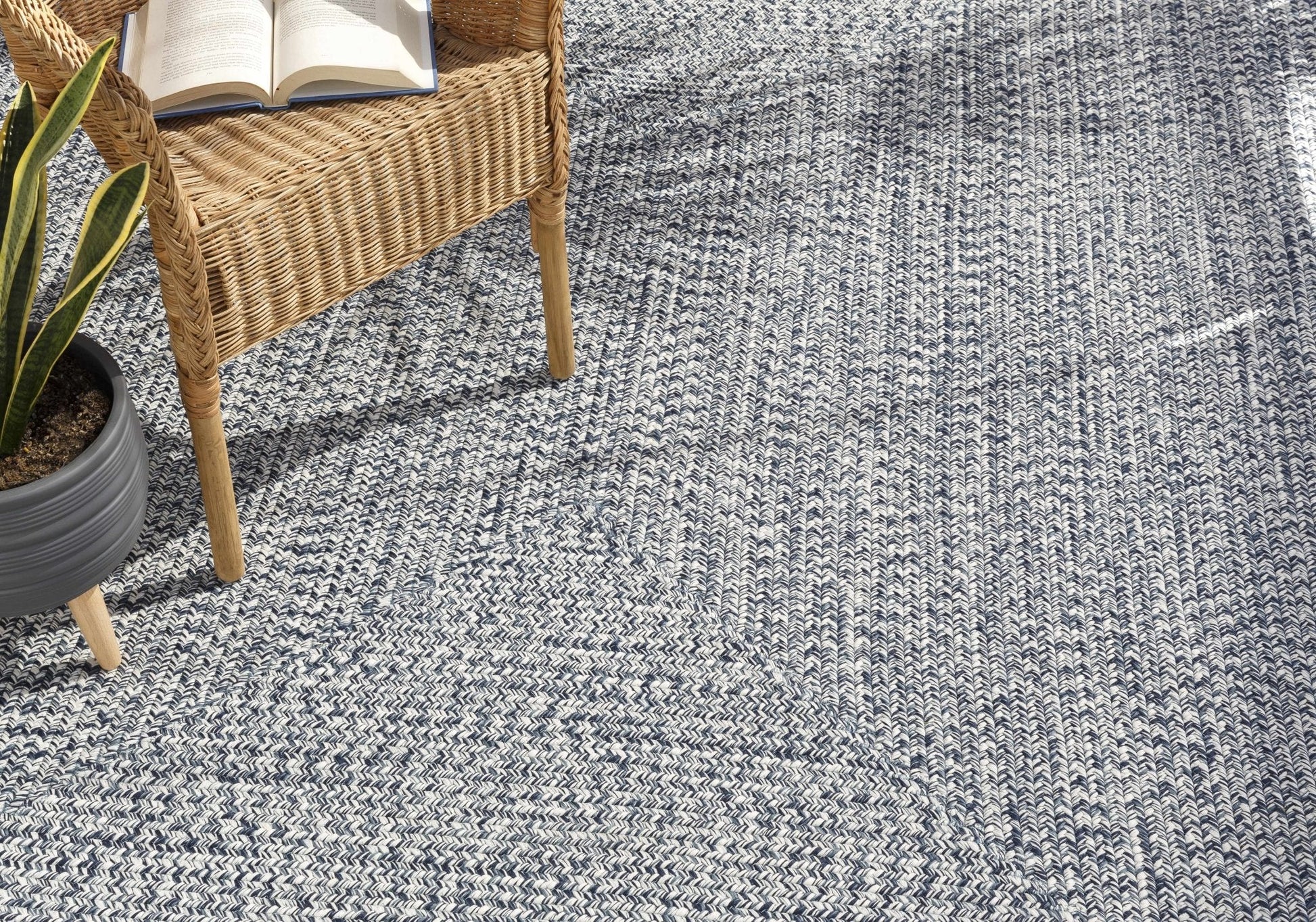 Blue Braided Faux Jute Rug - Quahog Bay Bedding