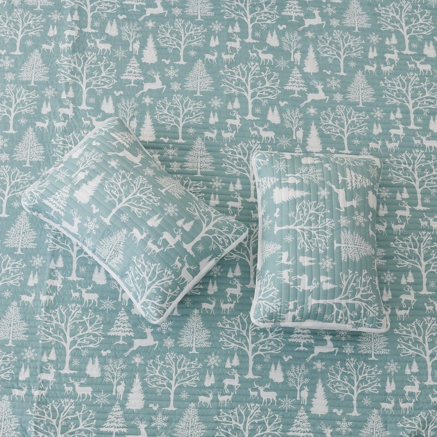 Blue Lodge Woods Quilt - Coastal Christmas Bedding - Quahog Bay Bedding