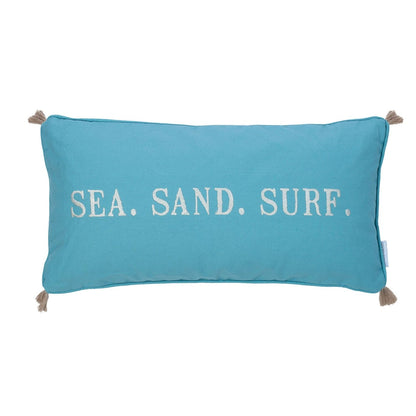 Blue Maui Embroidered Words/Tassels Pillow - Quahog Bay Bedding