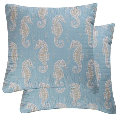 Blue Maui Euro Pillow Shams - Set of 2 - Coastal Pillow Shams - Quahog Bay Bedding