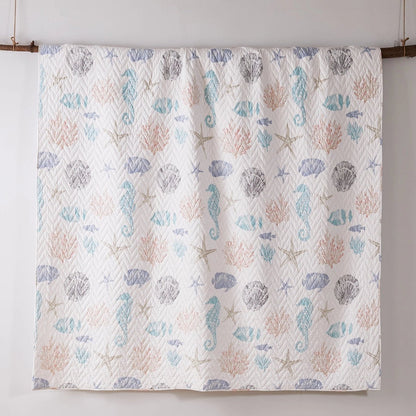 Blue Sea Quilt Set - Coastal Blue Quilt Set - Quahog Bay Bedding