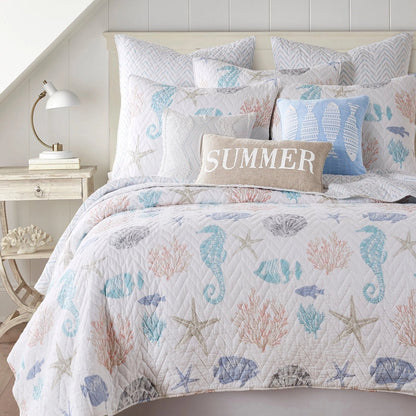Blue Sea Quilt Set - Coastal Blue Quilt Set - Quahog Bay Bedding