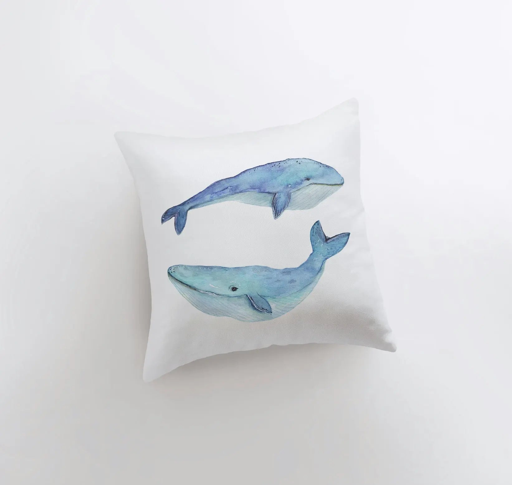 Blue Watercolor Whales - Coastal Accent Pillows - Quahog Bay Bedding