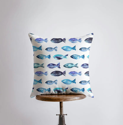 Blue Watercolor Whales - Coastal Accent Pillows - Quahog Bay Bedding