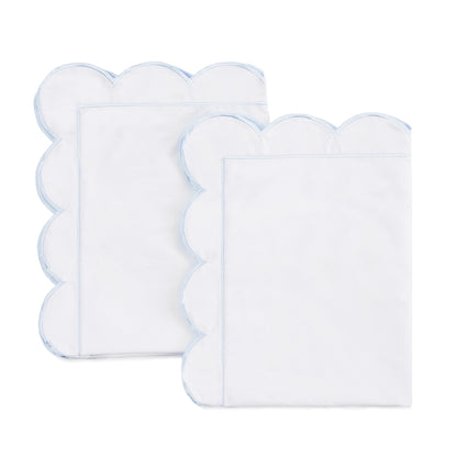 Scallop Frame Embroidered Cotton Percale Euro Sham Pair