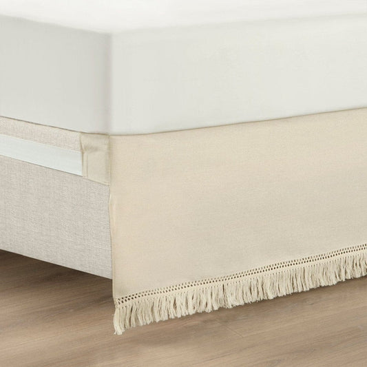 Boho Fringe 15-Inch Tailored Drop Easy Fit Bed Skirt - Quahog Bay Bedding