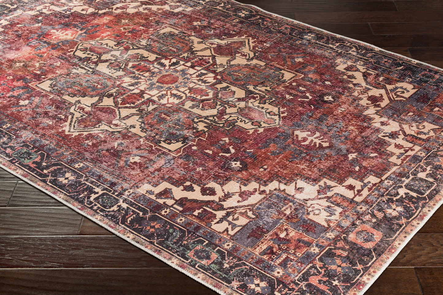 Bondville Vintage Flat Pile Washable Rug