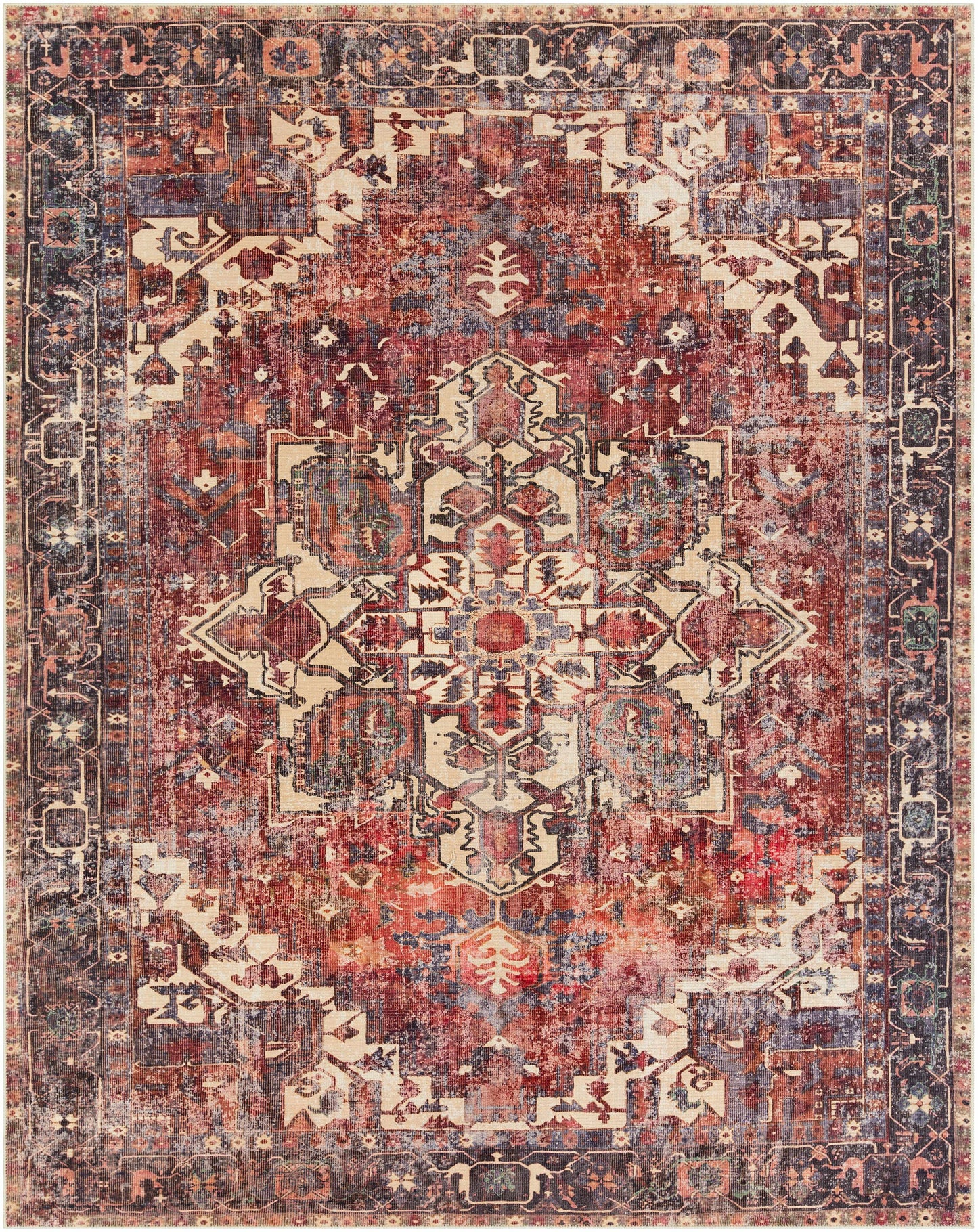 Bondville Vintage Flat Pile Washable Rug