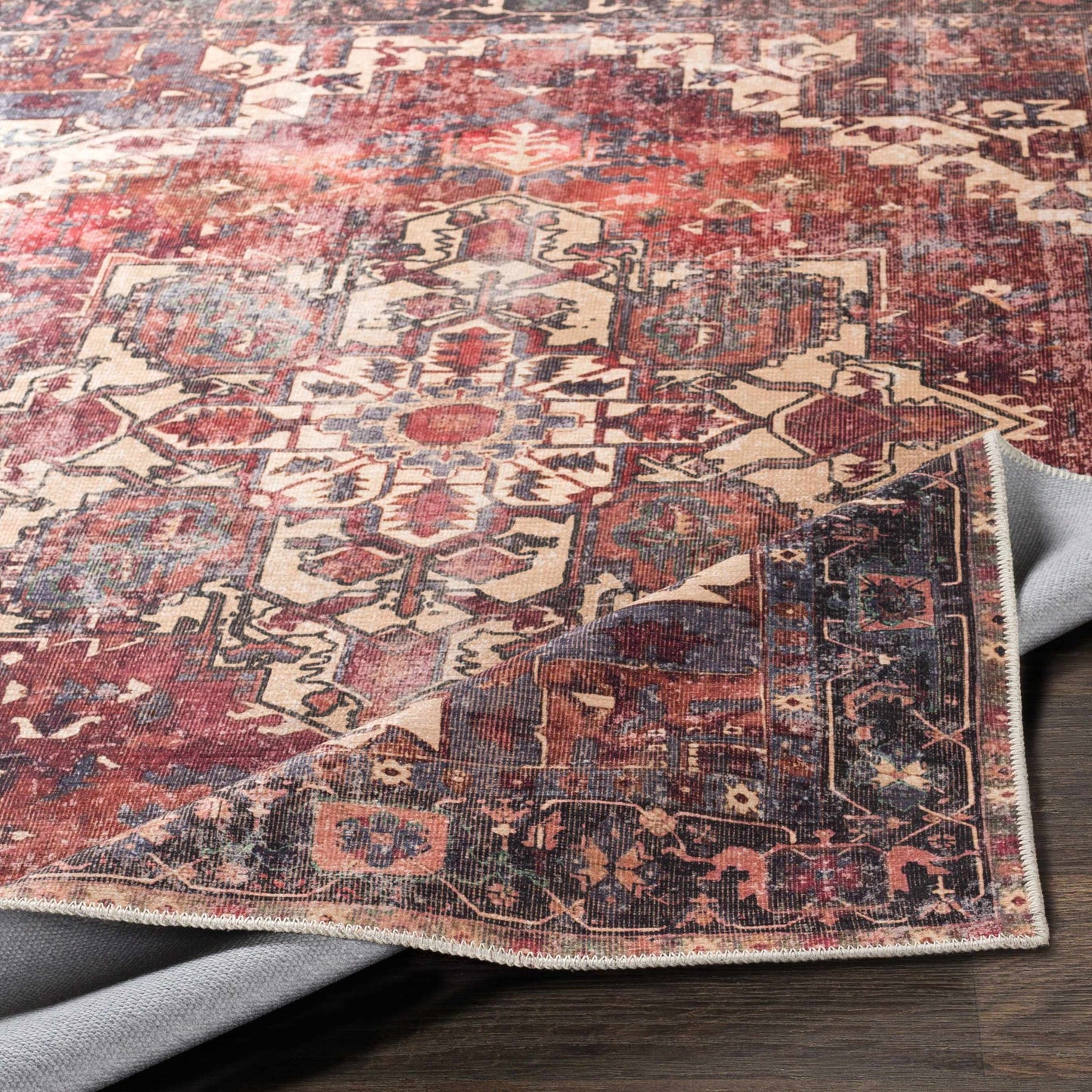 Bondville Vintage Flat Pile Washable Rug