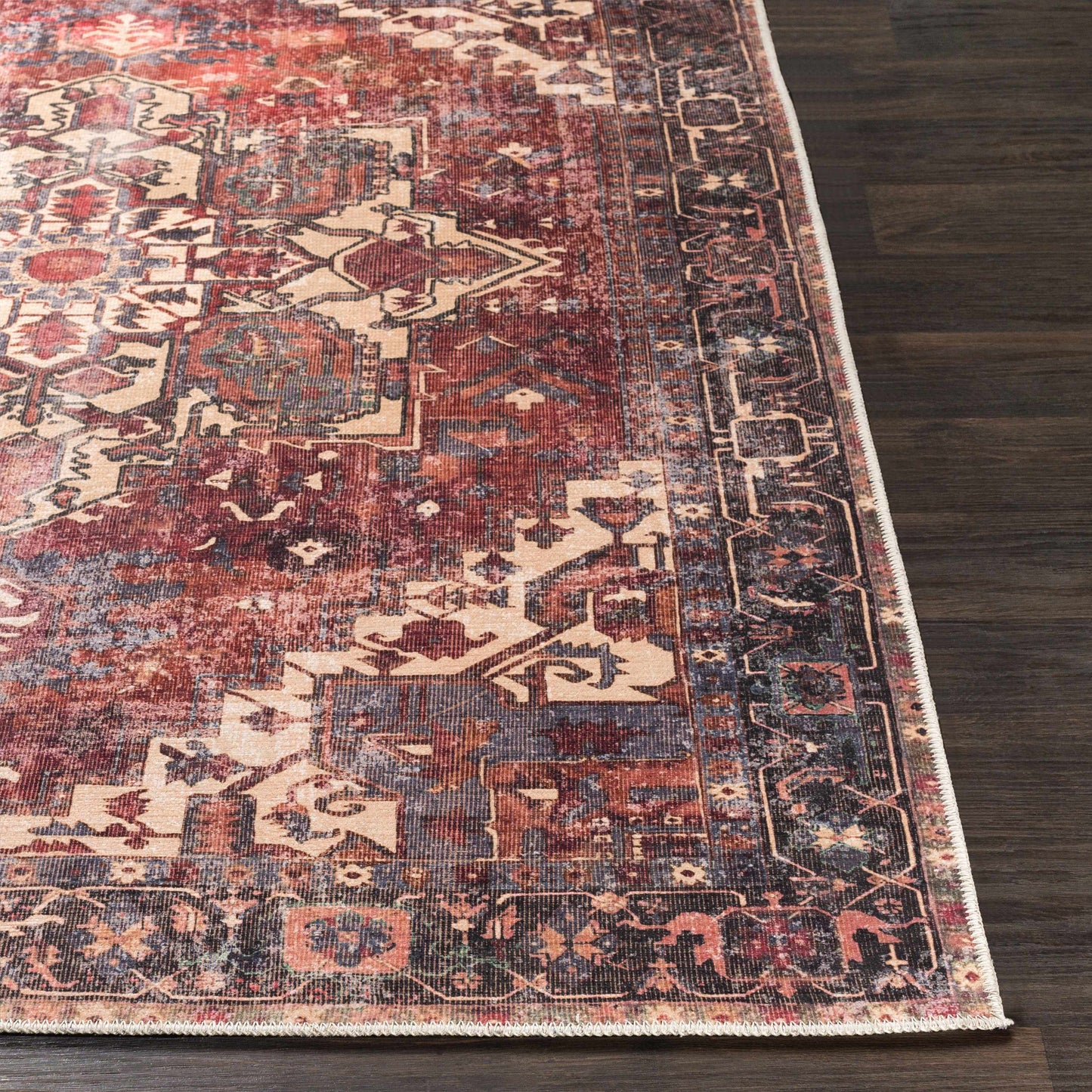 Bondville Vintage Flat Pile Washable Rug