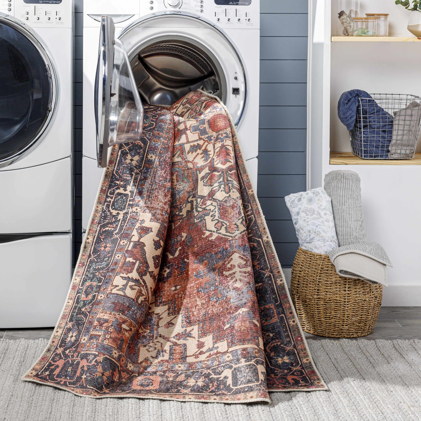Bondville Vintage Flat Pile Washable Rug