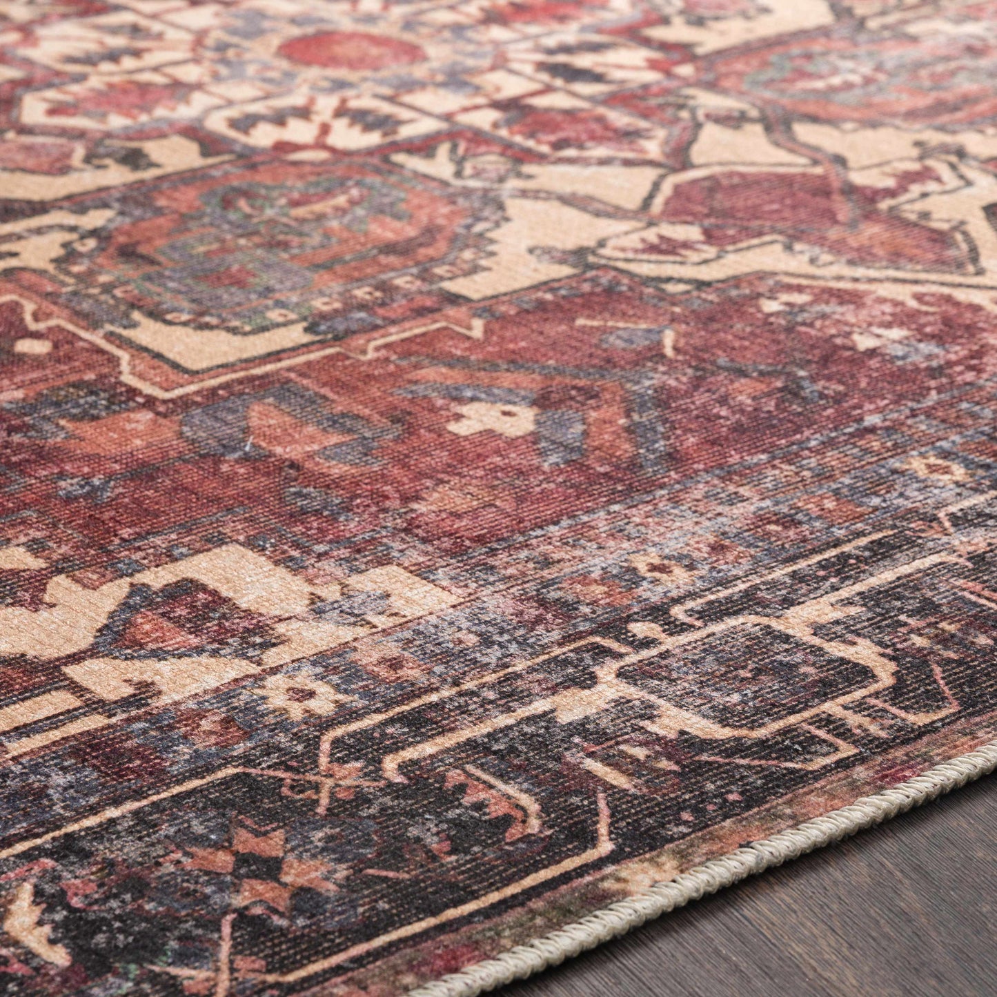 Bondville Vintage Flat Pile Washable Rug