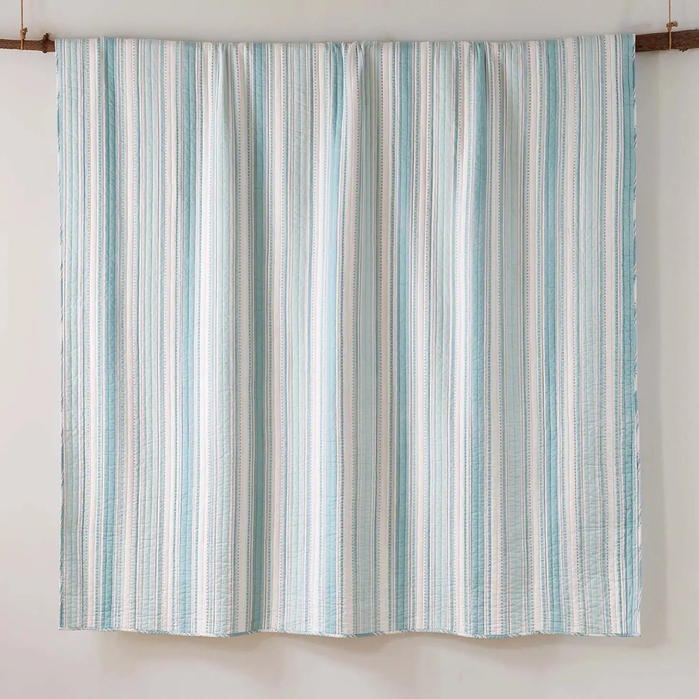 Bondi Stripe Grey Quilt Set Coastal Bedding Set Grey Hues - Quahog Bay Bedding