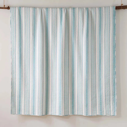Bondi Stripe Grey Quilt Set Coastal Bedding Set Grey Hues - Quahog Bay Bedding
