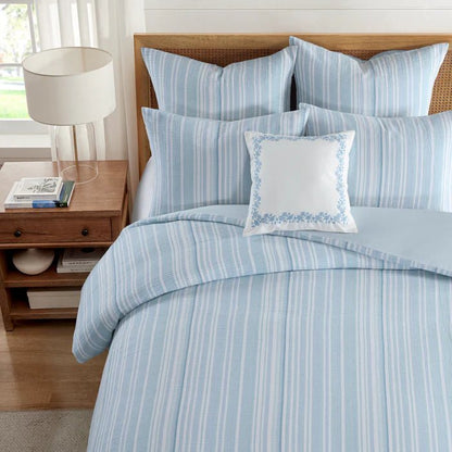 Boracay Stripe Floral Embroidered Pillow - Quahog Bay Bedding