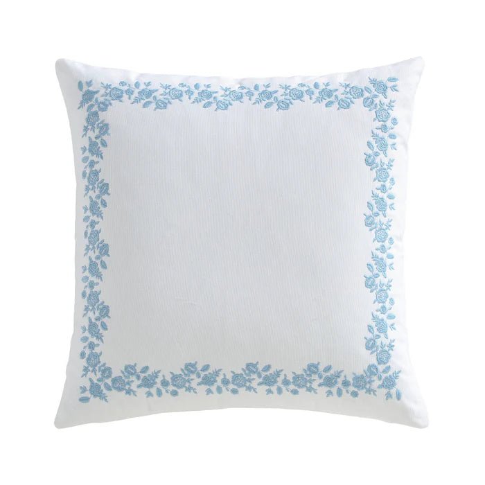 Boracay Stripe Floral Embroidered Pillow - Quahog Bay Bedding
