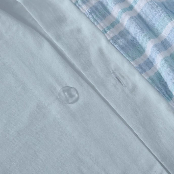 Boracay Stripe Muslin Duvet Cover Set - Coastal Blue Striped Bedding - Quahog Bay Bedding