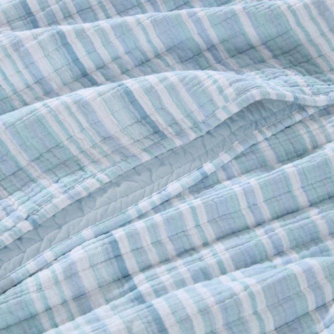 Boracay Stripe Muslin Quilted Throw - Quahog Bay Bedding