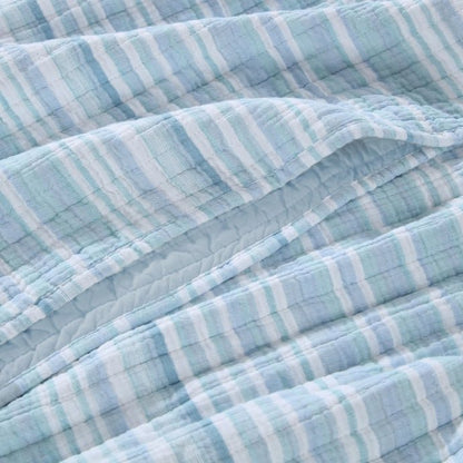 Boracay Stripe Muslin Quilted Throw - Quahog Bay Bedding