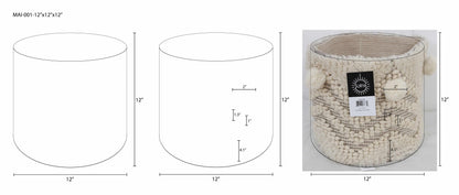 Bordon Ivory Textured Pom-Pom Stool