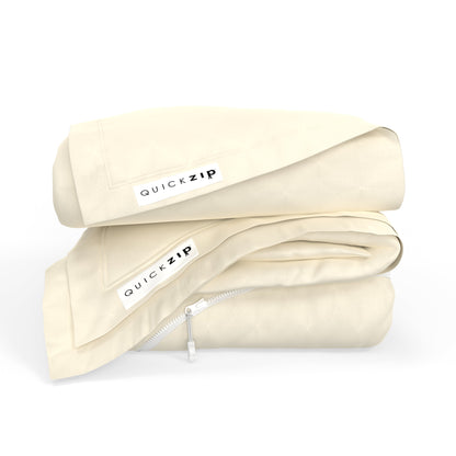 QuickZip Fitted Plus Spare Bundle - 400TC 100% Cotton Percale - Fitted Sheet + Extra Zip Sheet
