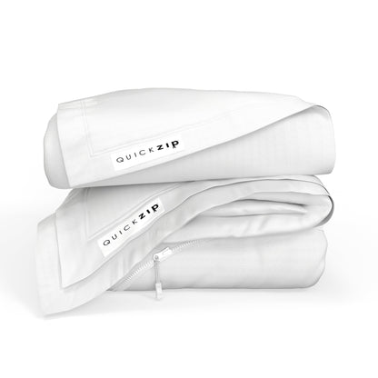 QuickZip Fitted Plus Spare Bundle - 400TC 100% Cotton Percale - Fitted Sheet + Extra Zip Sheet