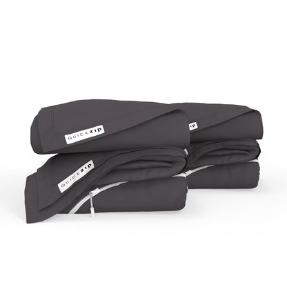 QuickZip Fitted Plus Spare Bundle - 400TC 100% Cotton Percale - Fitted Sheet + Extra Zip Sheet