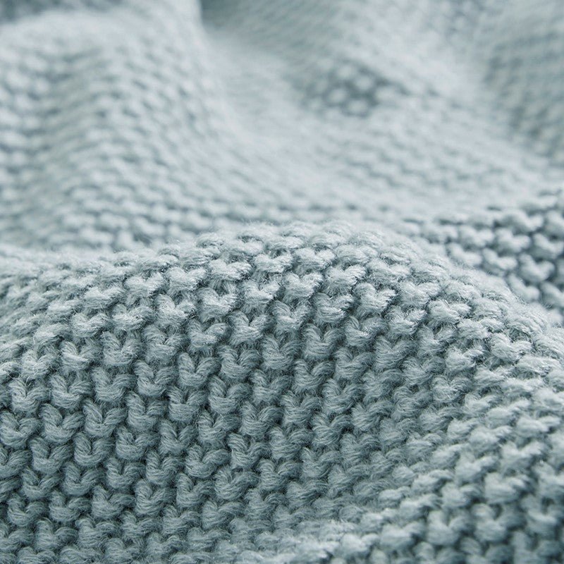 Bree Knit Blanket - Charming Coastal Cottage Style Blankets - Light Blue - Quahog Bay Bedding