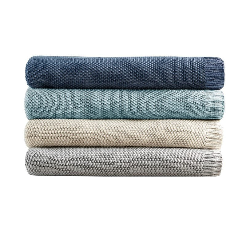 Bree Knit Blanket - Charming Coastal Cottage Style Blankets - Light Blue - Quahog Bay Bedding