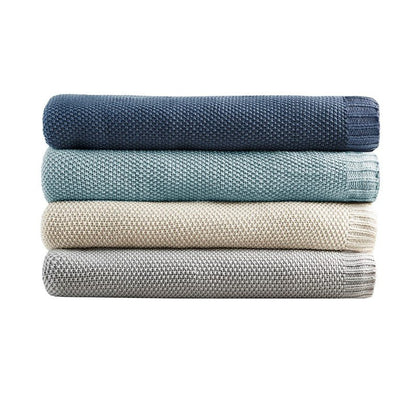 Bree Knit Blanket - Charming Cottage Stye Blankets - Grey - Quahog Bay Bedding