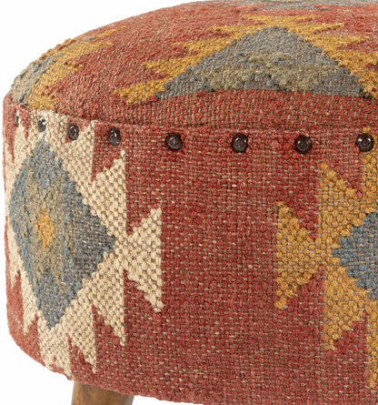 Brick Red Wood Frame Ottoman Stool - Quahog Bay Bedding