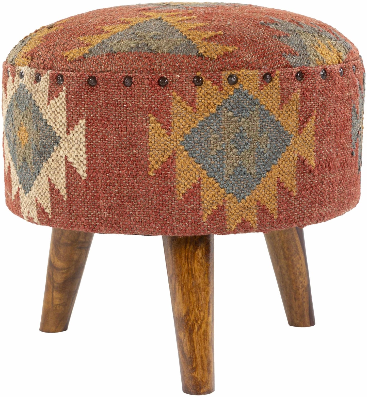 Brick Red Wood Frame Ottoman Stool - Quahog Bay Bedding