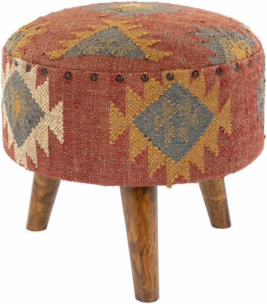 Brick Red Wood Frame Ottoman Stool - Quahog Bay Bedding