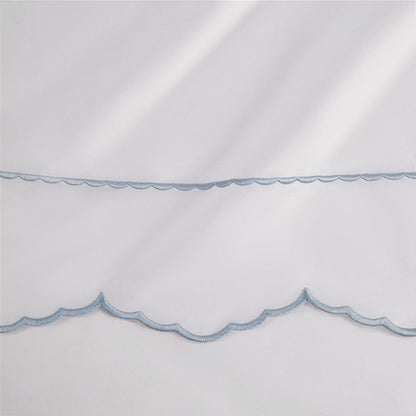 Brielle 300TC Scalloped Edge Cotton Coastal Sheet Set - Blue - Quahog Bay Bedding