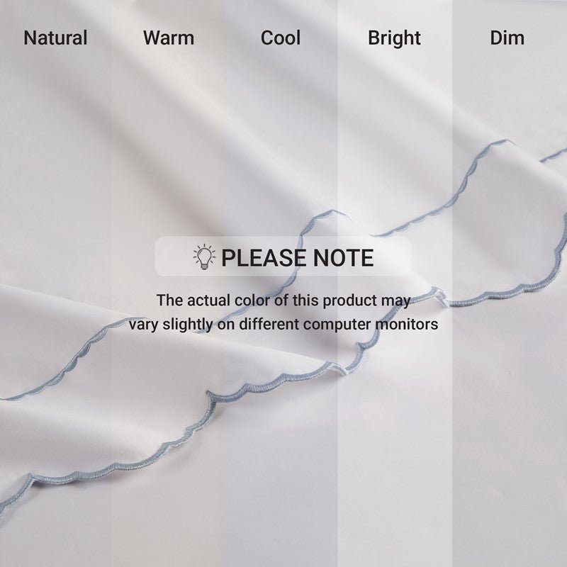 Brielle 300TC Scalloped Edge Cotton Coastal Sheet Set - Blue - Quahog Bay Bedding