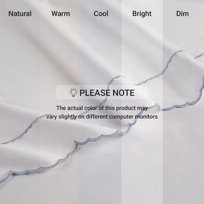 Brielle 300TC Scalloped Edge Cotton Coastal Sheet Set - Blue - Quahog Bay Bedding